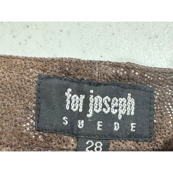For Joseph Suede Pants Size 28 Brown Leather Straight Leg Lined READ - Picture 5 of 14